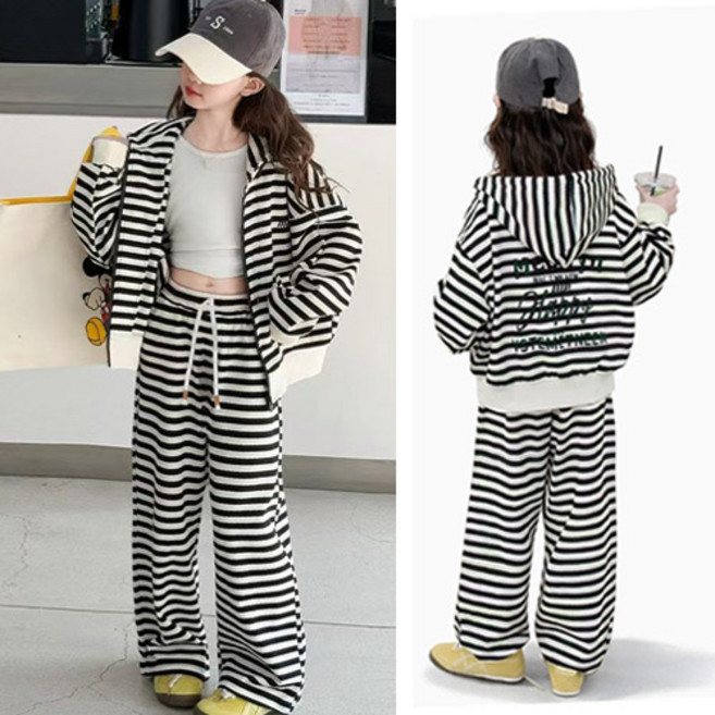 스트라이프후드집업 상하복