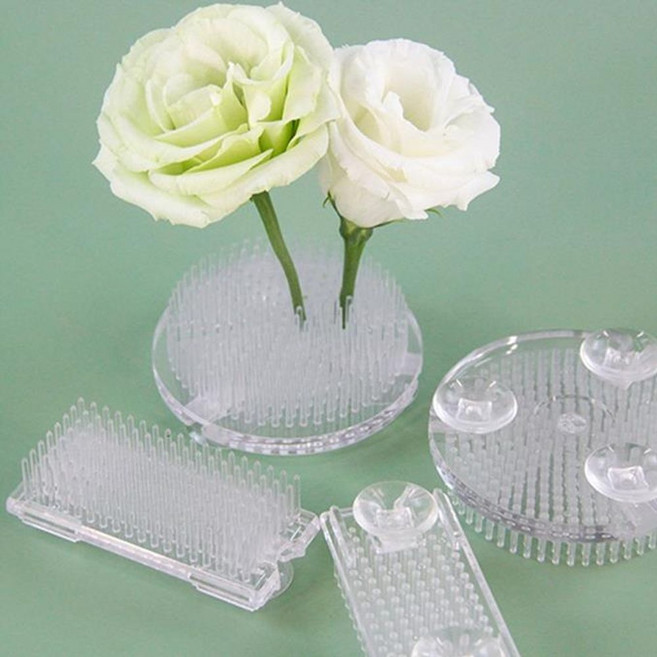 키밍 동양 꽃꽂이 투명 침봉 플라스틱 원형 흡착식, 사각형, 1개