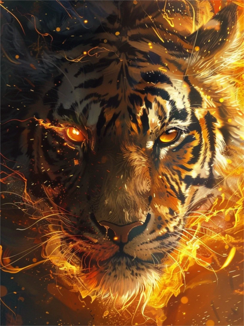 부귀재물 수사자 호랑이 조각퍼즐 맹수 불꽃 사자 맹호 액막이 성공 사업번창 금전운에 좋은 풍수 컬렉션 직소퍼즐 300 500 700 1000피스, 선택11-호랑이, 1개