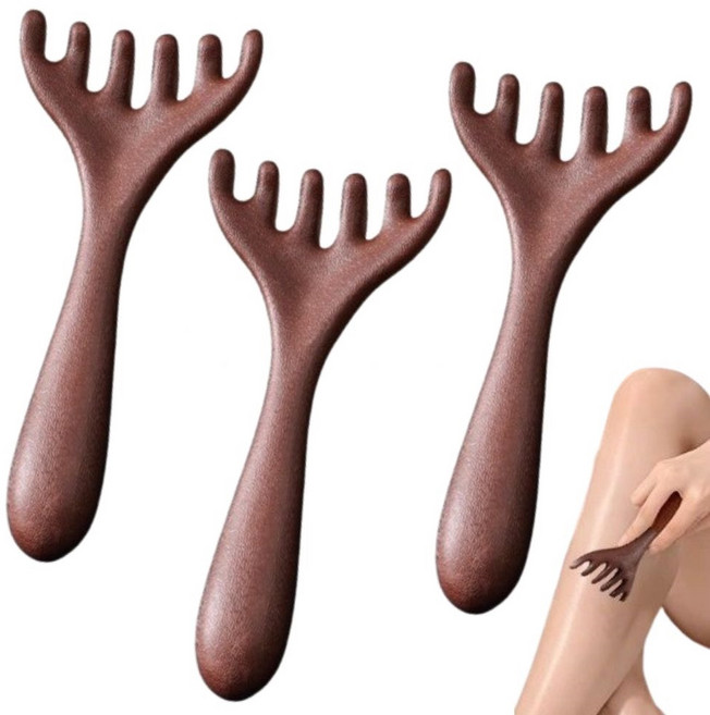 GYS 전신 피부 괄사 마사지빗 괄사마사지기 두피관리 1+1+1, 총3개 브라운색상, 1세트