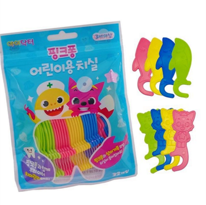 핑크퐁 치실 어린이 치실 유아 일회용 치실 32입 3개