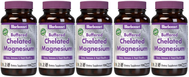 BlueBonnet Mg 마그네슘 블루 보넷 버퍼드 킬레이트 베지캡슐 이뮨, 120정, 5개