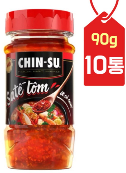 베트남 롯데마트 Chinsu 친수 레몬그라스 칠리 새우 사테 90g x 10통 사테이, 10개