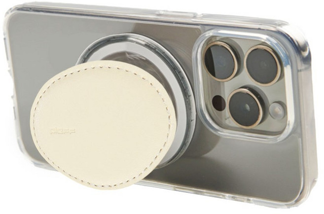 [플렙] 가죽 맥세이프 팝그립 탈부착 휴대폰 거치대 마그네틱 스마트톡 (신제품), 1개, D. Comet - Cream Yellow