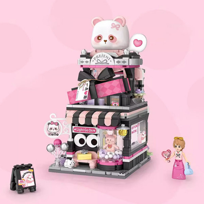 LOZ 미니블럭 나노블럭 선물가게 시리즈_하트팬더 선물가게, 1개