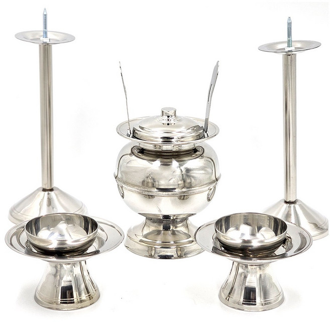 국산 행화 스텐 27종 스테인레스 304 향로 세트 불통 제수 용품 제사, 향로+촛대+잔대세트, 1개