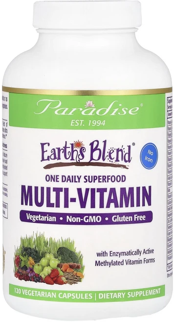 Paradise Herbs Earth's Blend 원 데일리 슈퍼푸드 종합비타민 베지 캡슐 120정, Paradise Herbs Earth's Blen..., 1개 - 쿠팡