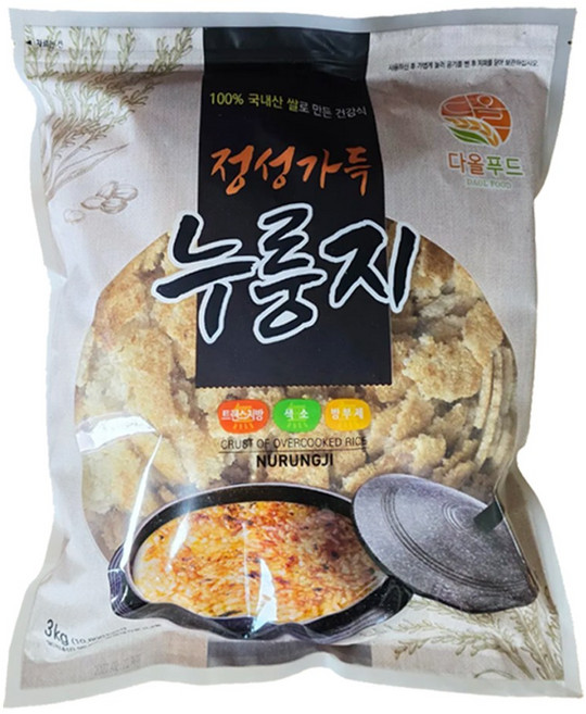 100% 국내산 쌀로 만든 정성가득 누룽지 대용량, 1개, 3kg