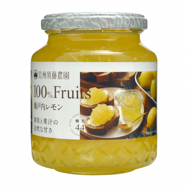 信州須藤農園 瀨戶內檸檬果醬 無添加糖 無添加色素 無添加防腐劑 無添加香料 檸檬果肉, 350g, 1個