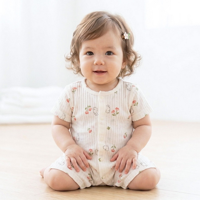 마롤로뜨 순면 반팔 아기바디수트 KC인증 자가드 코튼 아기옷 실내복 내의 출산선물 신생아 백일