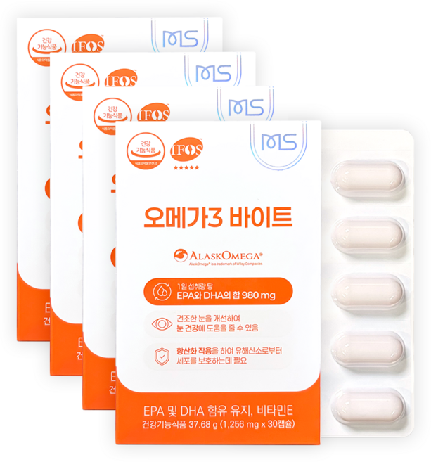 오메가3바이트/ 알래스카 츄어블 오메가3 알티지 EPA DHA IFOS, 1개, 30정
