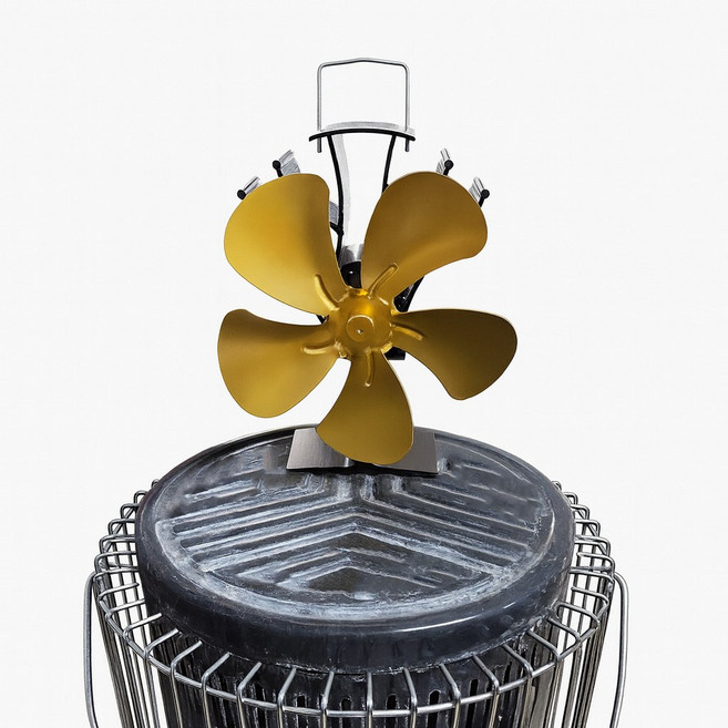 파파스 캠핑 무동력팬 5엽 에코팬 화목 난로 난방 서큘레이터, 1개, 무동력팬 5엽(브론즈)