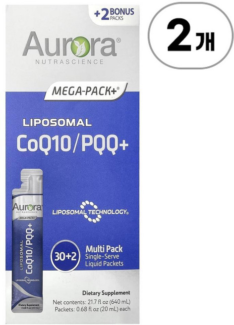 오로라 뉴트라사이언스 리포좀 코큐텐/PQQ+ Aurora Nutrascience Liposomal CoQ10/PQQ+, 32정, 2개
