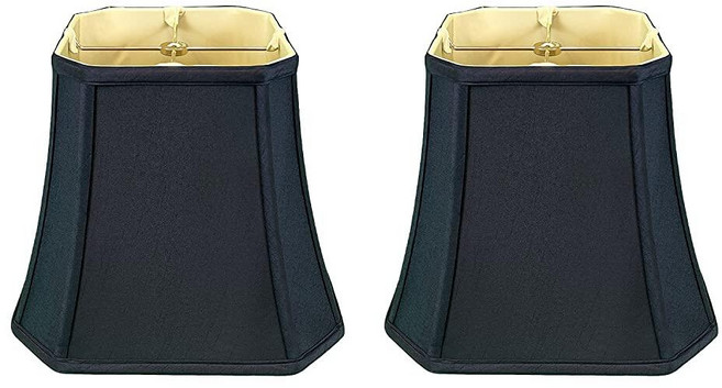 Royal Designs Inc 사각 코너 벨 램프 쉐이드 전등갓 조명 커버 베이지 (BSO-705-10BG), 25.4 cm, 블랙 - 2팩