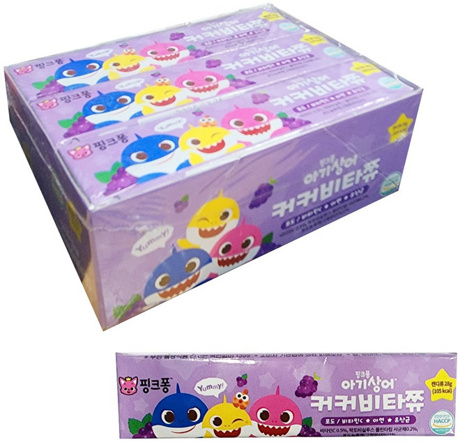 핑크퐁 아기상어 커커비타쮸 포도맛 28g 7정, 1개