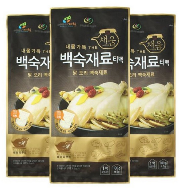 채움 백숙 삼계탕 재료 3팩(100gx3개) 티백 육수용, 100g, 3개
