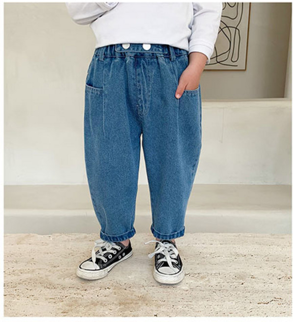 하랑이네 또또샵 유아동 포켓 청바지 여아 남아 공용 선물 키즈 데님 팬츠 청배기 등원룩 유치원 어린이집 봄신상 연청