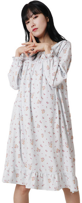 폭스 소프트스킨 긴팔 원피스 잠옷 E6 여성용