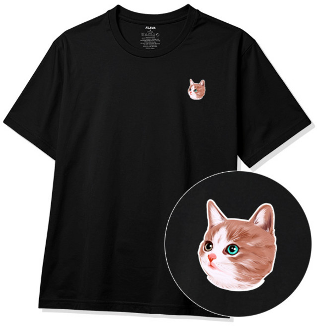플라바 시그니처 남녀공용 반팔 티셔츠 남자 남성 면티 빅사이즈 고양이 반팔