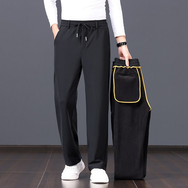 Paercute 남성 겨울 와이드기모트레이닝바지 기모아웃도어바지 넉넉한핏기모바지 트레이닝기모바지 방풍보온 스판 편안한 착용감 일상 등산 캠핑 착용용 바지