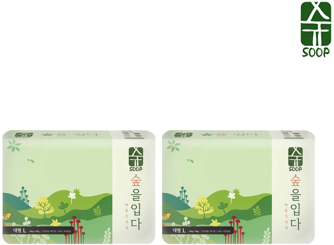 숲 기저귀 숲(SOOP)기저귀 밴드형(대형) 26p x 2팩, 52매, 대형(L)