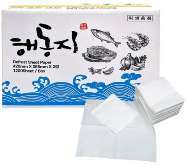 세이크린 천연펄프 무형광 해동지 대형 420mm 1200매, 3박스