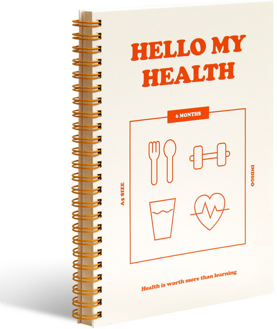 인디고 기본 A5 건강 일지 데일리 6개월 기록노트 운동루틴 식단관리 다이어트, 오렌지, 오렌지, 1개