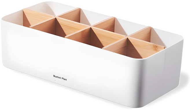 마켓플랜 우드앤화이트 칸막이 수납 정리함 8칸, 화이트, 1개