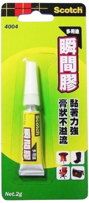 3M Scotch 多用途瞬間膠 膏狀 2g - 強力速乾、多材質適用、居家DIY必備, 1個