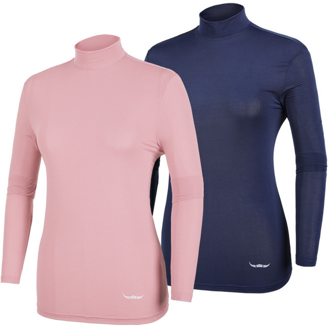 [BFL] (1+1) 여성 긴팔 반목 티셔츠_실키한 기능성 스트라이프 긴팔 반목 골프 스포츠 이너 티셔츠