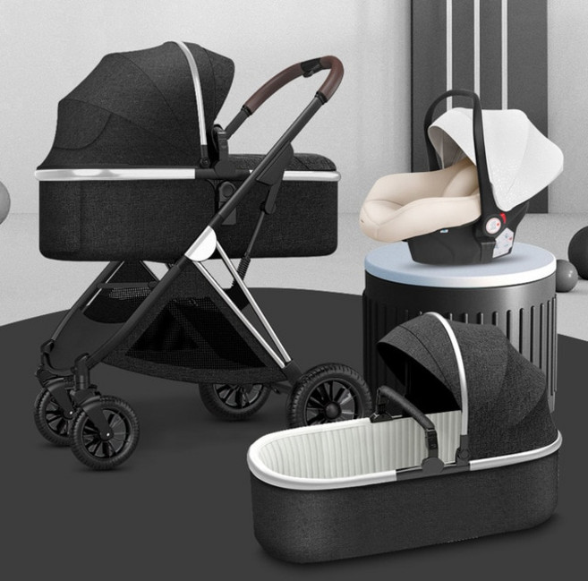 초경량유모차 휴대용 2인용 BETSOCCI 여행 유모차 신생아용 접이식 높은 조경 자동차 2 in 1 3, [06] 3 in 1 Silver black