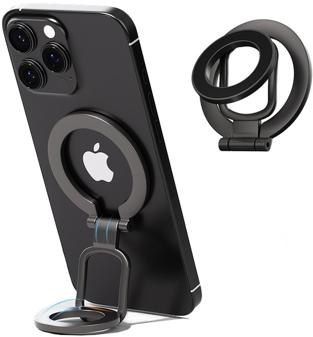 Shipshape 맥세이프 휴대폰거치대 양면자석 스마트폰 거치대 그립 톡홀더 Z자형 거치대, 1개, 블랙