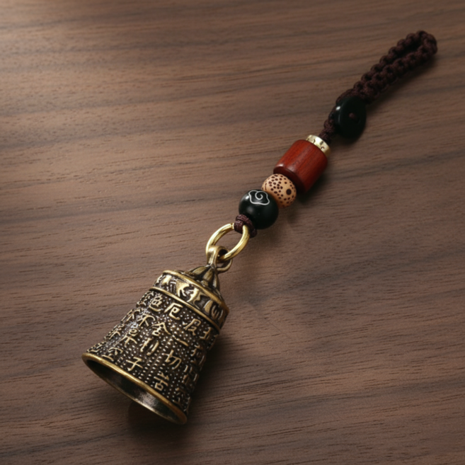 복을 부르는 전통 금속 미니 종 열쇠고리 키링, 1개