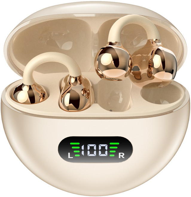 Seefer 귀걸이형 오픈형 블루투스 이어폰 | 블루투스 5.4 고음질 자동 페어링 LED 배터리 표시, 피부색, Q71