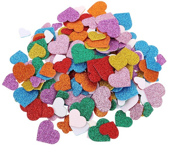 KO EVA 반짝이 스티커 하트 100개입