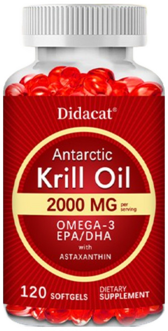남극 크릴오일 2000mg – 오메가3 EPA/DHA & 아스타잔틴 함유 천연 유래 비GMO 영양 보충제, 3개, 120회분