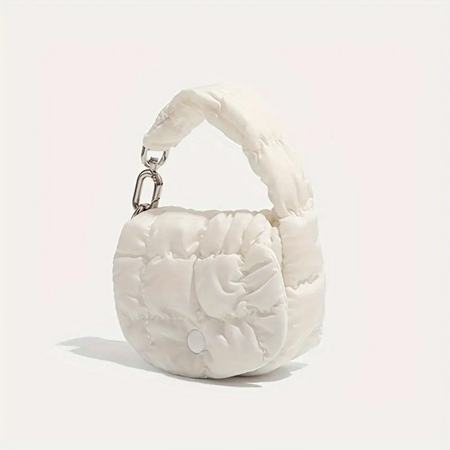 여자공주머니 여성볼파우치 여성용 퀼팅 미니 핸드 패딩 클라우드 백 볼주머니 파우치, 화이트, 1개