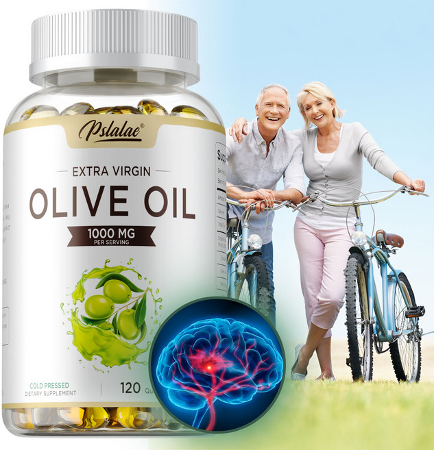 올리브 오일 캡슐 1000mg - 엑스트라 버진 올리브 오일 - 냉압착 방식 - 심장 및 관절 건강 지원 두뇌 기능 지원, 2개, 120정