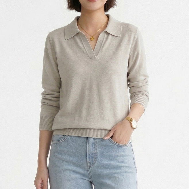 니드오브 여성 소프트 브이넥 카라 니트 티셔츠