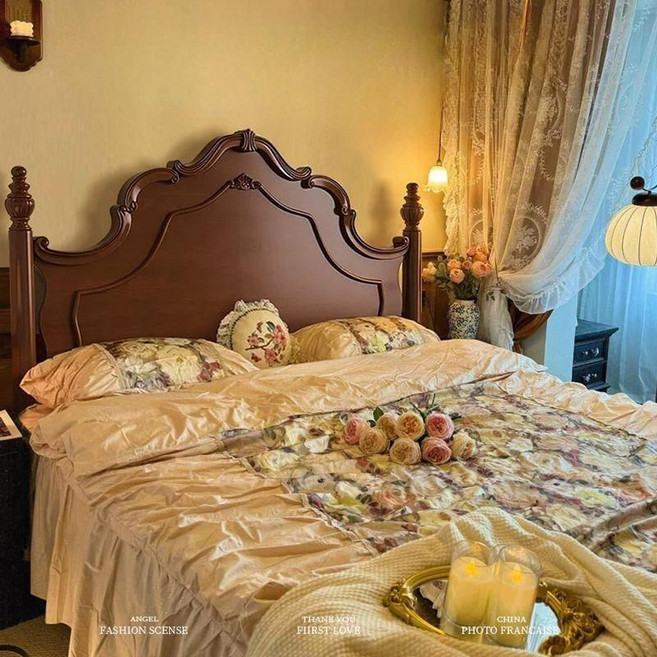 엔틱 침대 프레임 원목 클래식 베드 공주 호텔 유럽식, A. 1500x2000mm