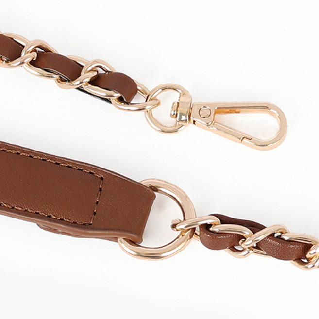 어깨 가죽 체인스트랩 가방스트랩 숄더 크로스 가방끈 리폼 100cm, 어깨가죽체인 스트랩(100cm), 다크브라운, 다크브라운