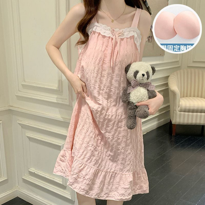 帶胸墊 睡衣套裝 吊帶家居服