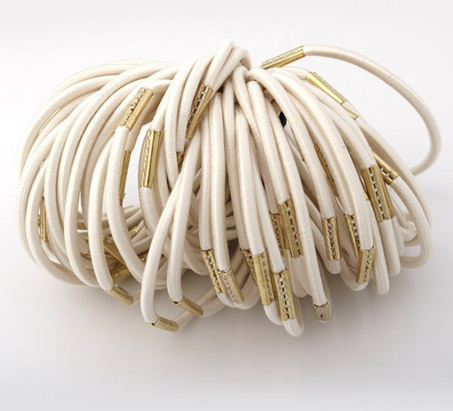 비즈아이 [9-755]헤어고무줄(폴리/캡) 2mm 아이보리 [1개/1팩(50개)]