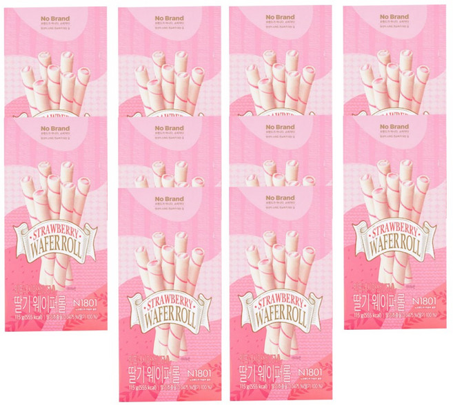노브랜드 딸기웨이퍼롤, 10개, 115g