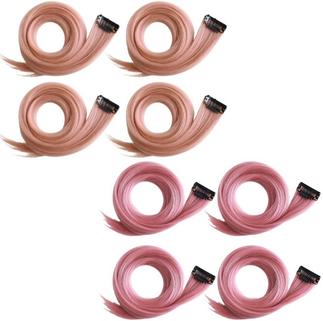 바이유즈 발레아쥬 투컬러 헤어피스, 베이비핑크4개+핑크4개, 1개