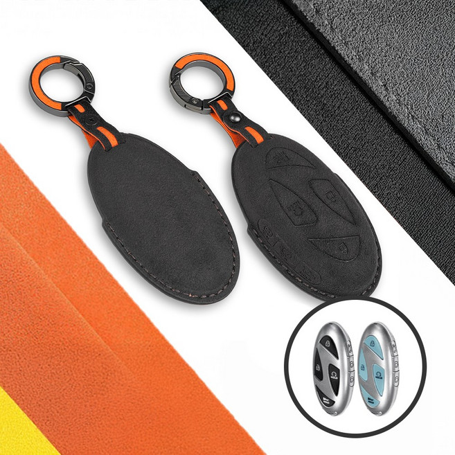 벤오토 현대 알칸타라 차 키케이스 스마트키 자동차 가죽 키커버 키홀더, 2-11. 현대 7버튼 (S6-HK7), 블랙