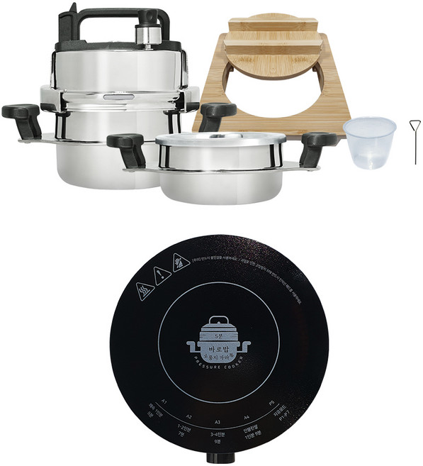 [홈쇼핑 최초론칭] 솥밥대왕 5분 바로밥 누룽지 가마솥 + 전용 인덕션 포함 구성 원터치 인덕션 전문솥밥 304스텐, 1개