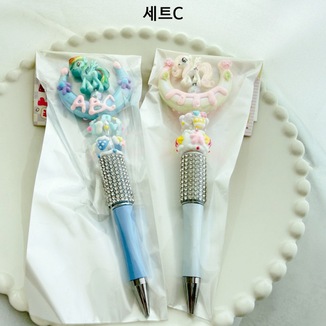 볼펜꾸미기 완제품 예쁜 유니콘 볼펜, 1개, 세트C