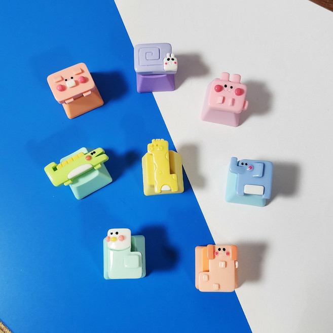 네모동물 포인트 키캡 8종 예쁜 커스텀 귀여운 키캡놀이, (C012) 2번