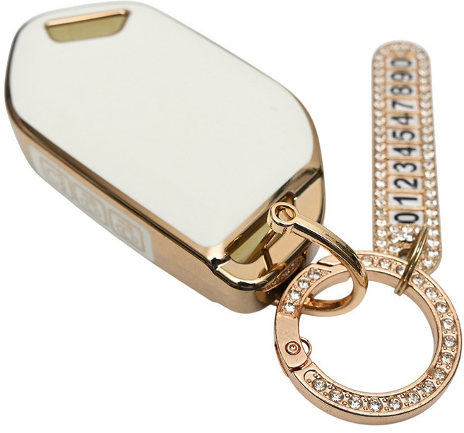 기아 EV 9 3 4 쏘렌토 카니발 호환 TPU 스마트 키 자동차 케이스 번호판 키홀더 키링, 7버튼 TA71_KH03, 화이트